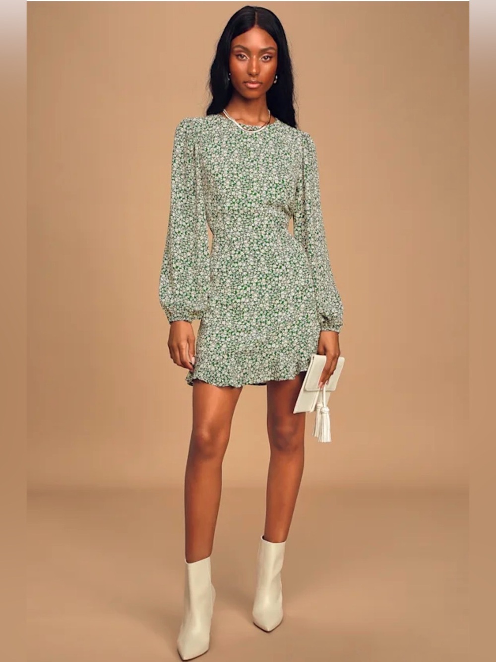 Blooming Darlin' Green Floral Print Ruffled Mini Dress